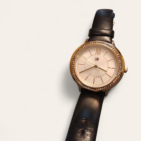 Tommy Hilfiger Rose Gold Bezel Watch 1781853 Leather Band 2016 NEW BATTERY NIB - Picture 9 of 16